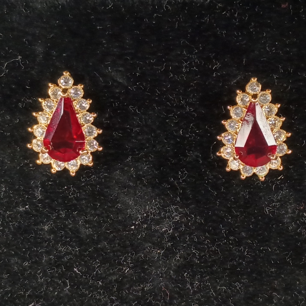 Vintage faux ruby/diamond earrings